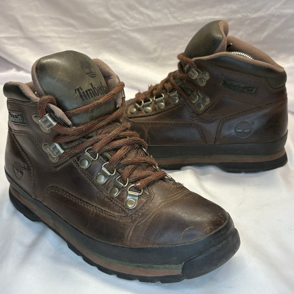 Women's Timberland 95310 Brown Leather Euro Hiker Boot Size 8 M Rugged